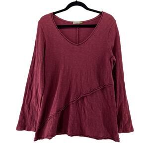 Chalet et Ceci Womens Size Medium‎ Top Burgundy Art to Wear Cotton